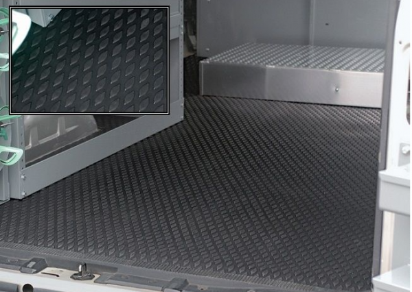 T1N VanTred Custom Rubber Floor Mat for 2001-2006 Sprinter Cargo Vans - Black - Thermoplastic