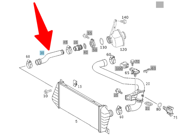 T1N 2002-2003 Sprinter Van Intercooler Hose | Intercooler Hose Clamps - Image 2