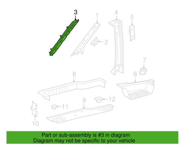 T1N 2001-2006 Sprinter Van Front Driver Side / Passenger Side B Pillar Trim Piece - Image 2