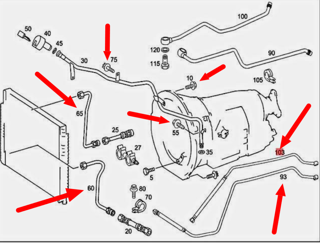 T1N 2001-2006 Sprinter Van Transmission | Radiator Return Lines / hose ...
